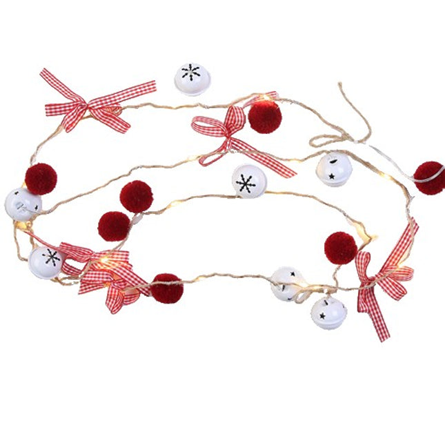 Instalatie Craciun cu baterii, 2 metri, 20 LED-uri tip clopotei si mingiute