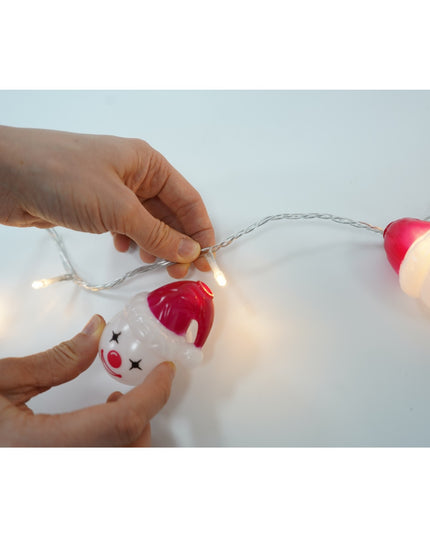 Instalatie Craciun cu ornamente clown de craciun,10 LED-uri