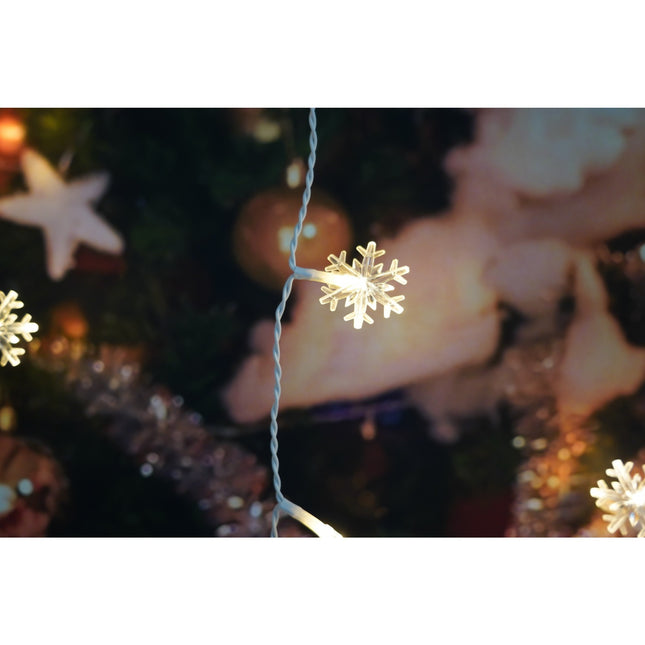 Instalatie Craciun cu ornamente fulgi de zapada,50 LED-uri