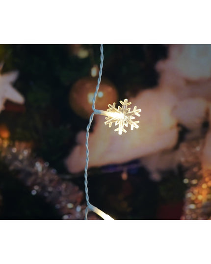 Instalatie Craciun cu ornamente fulgi de zapada,50 LED-uri