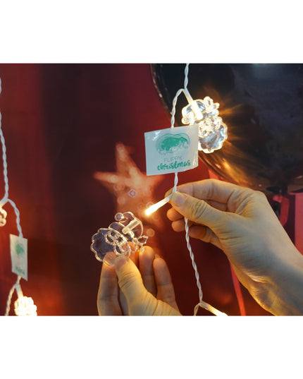 Instalatie Craciun cu ornamente Mos Craciun,50 LED-uri