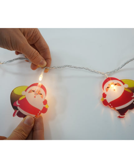 Instalatie Craciun cu ornamente Mos Craciun cu sac,10 LED-uri