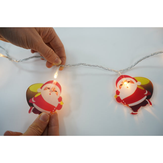 Instalatie Craciun cu ornamente Mos Craciun cu sac,50 LED-uri