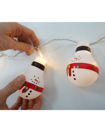 Instalatie Craciun cu ornamente om de zapada in forma de bec, , 50 LED-uri