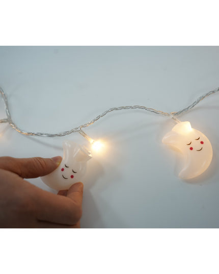 Instalatie Craciun cu ornamente semiluna zambitoare, , 50 LED-uri