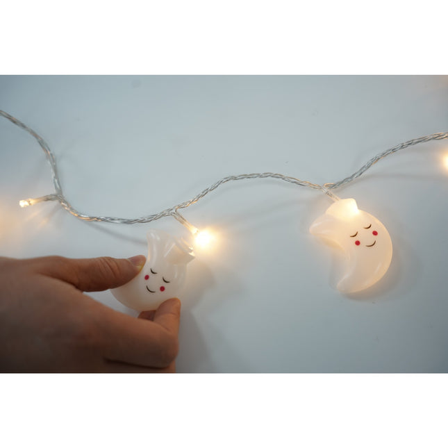 Instalatie Craciun cu ornamente semiluna zambitoare, , 50 LED-uri