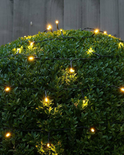 Instalatie de Craciun liniara Yoto,din care cablu priza 220V, 100 LED, 8 jocuri de lumini, beculet in 6 colturi, pentru interior, controler, fir