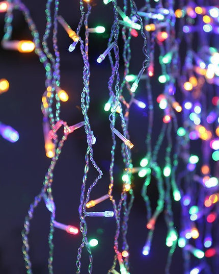 Instalatie Craciun Yoto, Tip Franjuri/Turturi,300 LED-uri, Prelungitor , 8 Jocuri de Lumini, Interconectabila, Conectare la Retea, Fir