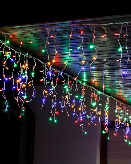 Instalatie Craciun Yoto, Tip Franjuri/Turturi,300 LED-uri, Prelungitor , 8 Jocuri de Lumini, Interconectabila, Conectare la Retea, Fir