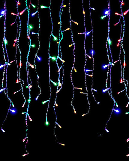 Instalatie Craciun Yoto, Tip Franjuri/Turturi,120 LED-uri, Prelungitor , 8 Jocuri de Lumini, Interconectabila, Conectare la Retea, Fir