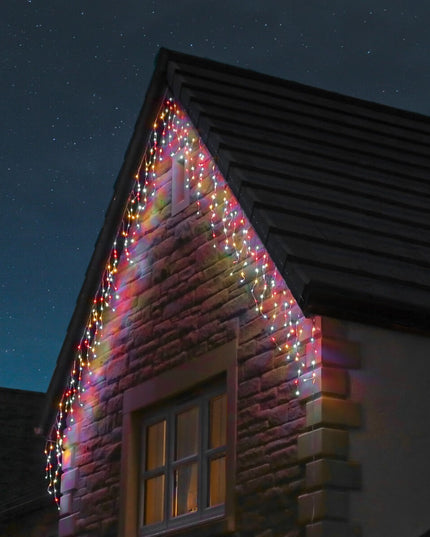 Instalatie Craciun Yoto, Tip Franjuri/Turturi,120 LED-uri, Prelungitor , 8 Jocuri de Lumini, Interconectabila, Conectare la Retea, Fir