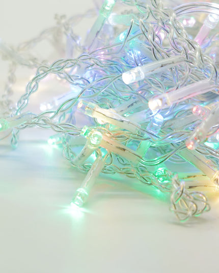 Instalatie Craciun Yoto, Tip Franjuri/Turturi,120 LED-uri, Prelungitor , 8 Jocuri de Lumini, Interconectabila, Conectare la Retea, Fir