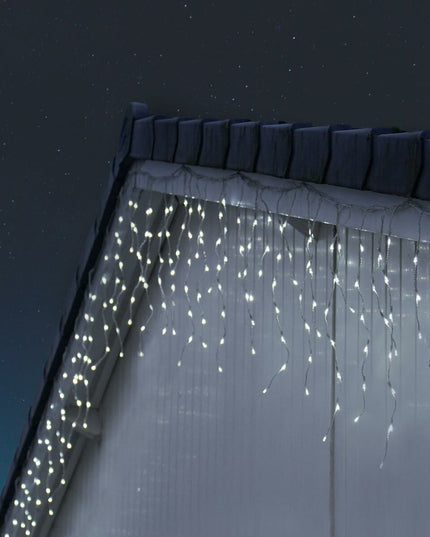 Instalatie Craciun Yoto, Tip Franjuri/Turturi,120 LED-uri, Prelungitor , 8 Jocuri de Lumini, Interconectabila, Conectare la Retea, Fir