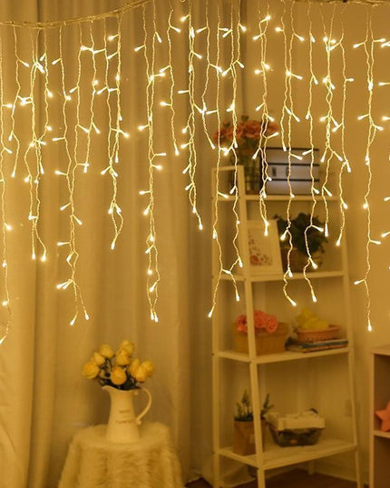 Instalatie Craciun Yoto, Tip Franjuri/Turturi,120 LED-uri, Prelungitor , 8 Jocuri de Lumini, Interconectabila, Conectare la Retea, Fir