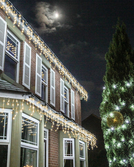 Instalatie Craciun Yoto, Tip Franjuri/Turturi,200 LED-uri, Prelungitor , 8 Jocuri de Lumini, Interconectabila, Conectare la Retea, Fir