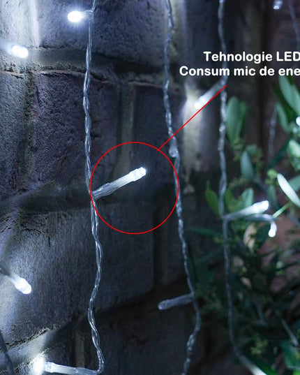 Instalatie Craciun Yoto, Tip Perdea, x , 120 LED-uri, Prelungitor , 8 Jocuri de Lumini, Interconectabila, Fir