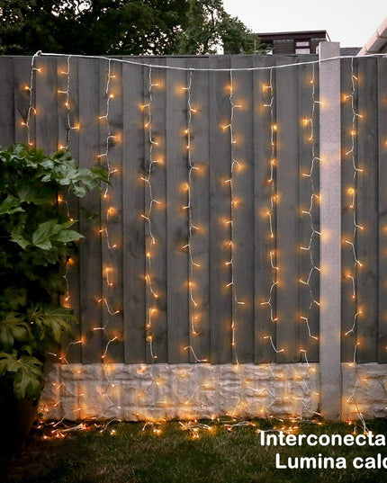 Instalatie Craciun Yoto, Tip Perdea, x , 120 LED-uri, Prelungitor , 8 Jocuri de Lumini, Interconectabila, Fir