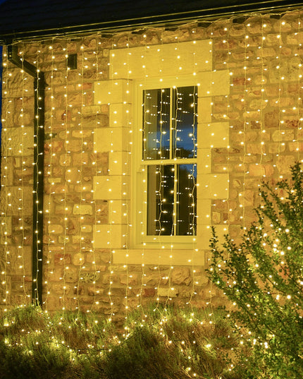 Instalatie Craciun Yoto, Tip Perdea, x , 120 LED-uri, Prelungitor , 8 Jocuri de Lumini, Interconectabila, Fir