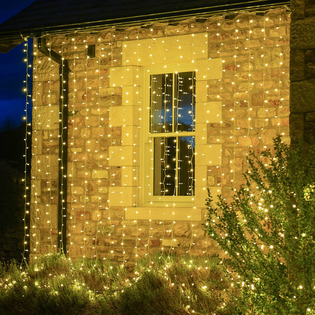 Instalatie Craciun Yoto, Tip Perdea, x , 120 LED-uri, Prelungitor , 8 Jocuri de Lumini, Interconectabila, Fir