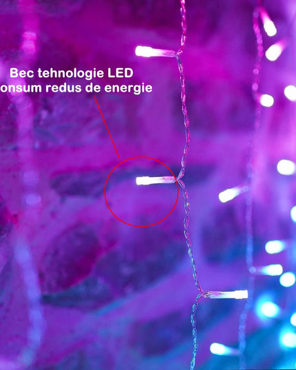 Instalatie Craciun Yoto, Tip Perdea, x , 240 LED-uri, Prelungitor , 8 Jocuri de Lumini, Interconectabila, Fir