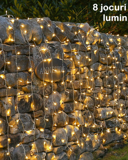 Instalatie Craciun Yoto, Tip Perdea, x , 240 LED-uri, Prelungitor , 8 Jocuri de Lumini, Interconectabila, Fir