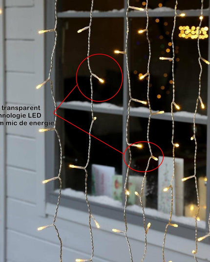 Instalatie Craciun Yoto, Tip Perdea, x , 240 LED-uri, Prelungitor , 8 Jocuri de Lumini, Interconectabila, Fir