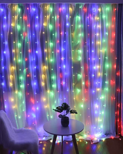 Instalatie Craciun Yoto, Tip Perdea, x , 240 LED-uri, Prelungitor , 8 Jocuri de Lumini, Interconectabila, Fir