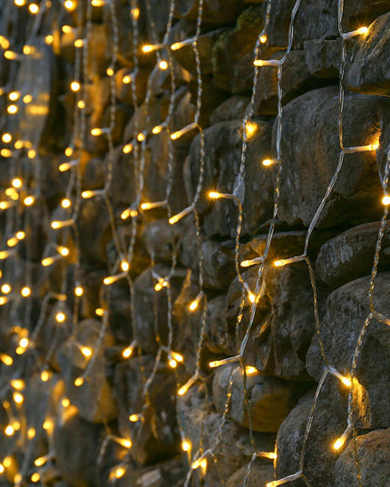 Instalatie Craciun Yoto, Tip Perdea, x , 200 LED-uri, Prelungitor , 8 Jocuri de Lumini, Interconectabila, Fir