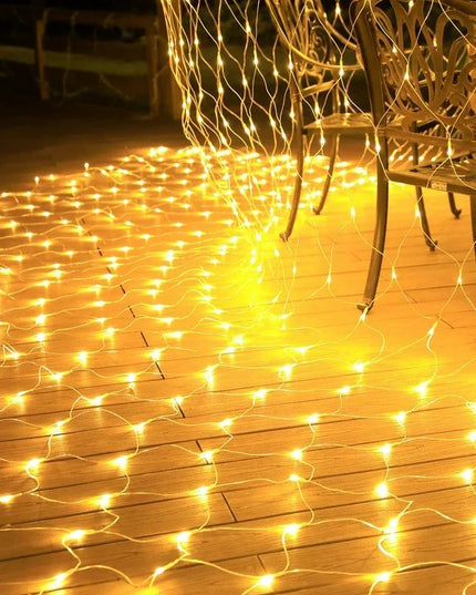 Instalatie Craciun Yoto, Tip Plasa, x , 120 LED-uri, Prelungitor , 8 Jocuri de Lumini, Interconectabila, Fir