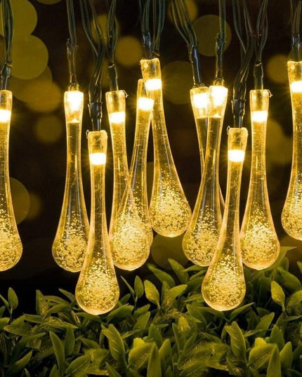 Instalatie Solara , 28 Led-uri cu Ornament tip picatura de apa, Liniara, Fir