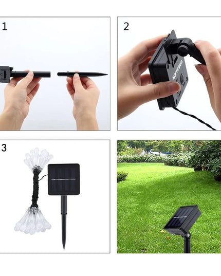 Instalatie Solara , 28 Led-uri cu Ornament tip picatura de apa, Liniara, 600 mAh, Fir