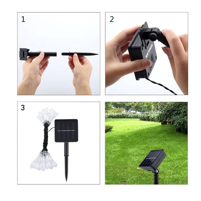 Instalatie Solara , 28 Led-uri cu Ornament tip picatura de apa, Liniara, 600 mAh, Fir