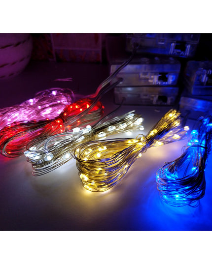 Instalatie de Craciun cu Baterii Fir Cupru Tip Sir 50 LED -uri