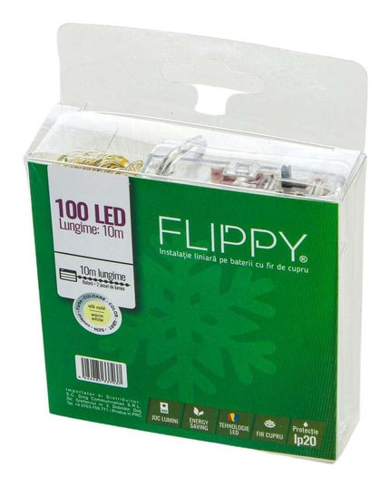 Instalatie de Craciun cu Baterii Tip Liniar, 2 jocuri de lumini, Fir Cupru 100 LED -uri