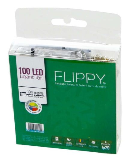 Instalatie de Craciun cu Baterii Tip Liniar, 2 jocuri de lumini, Fir Cupru 100 LED -uri