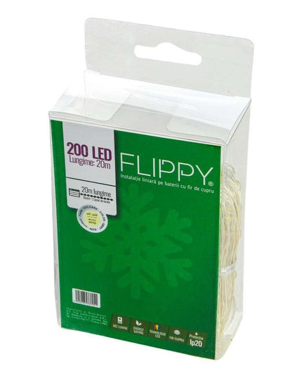 Instalatie de Craciun, Liniara,Baterii, 200 LED-uri