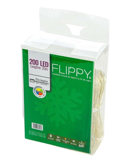 Instalatie de Craciun, Liniara,Baterii, 200 LED-uri