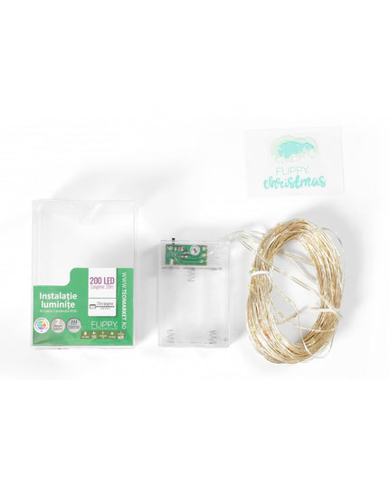 Instalatie de Craciun, Liniara,Baterii, 200 LED-uri