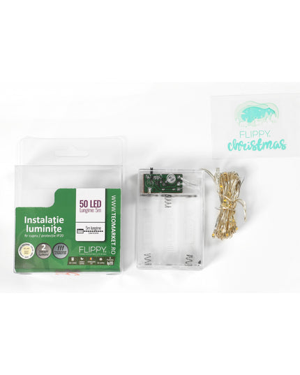 Instalatie de Craciun, Liniara,Baterii, 50 LED-uri