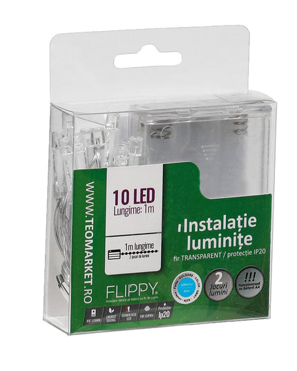 Instalatie de Craciun cu Baterii Tip Liniar, 2 jocuri de lumini, Fir