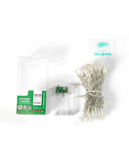 Instalatie de Craciun cu Baterii Tip Liniar, 2 jocuri de lumini, Fir