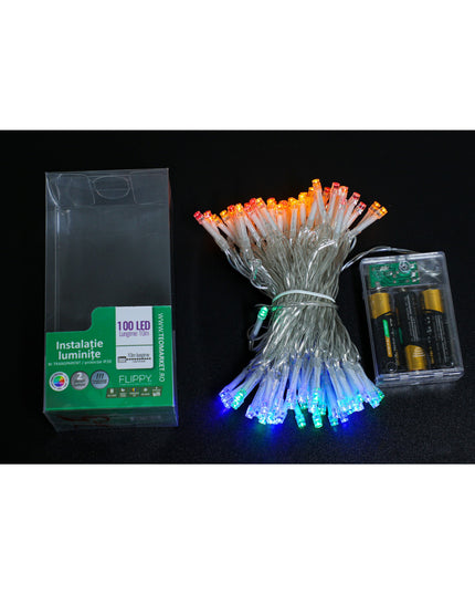 Instalatie de Craciun cu Baterii Tip Liniar, 2 jocuri de lumini, Fir