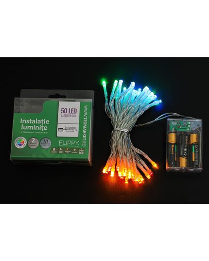 Instalatie de Craciun cu Baterii Tip Liniar, 2 jocuri de lumini, Fir