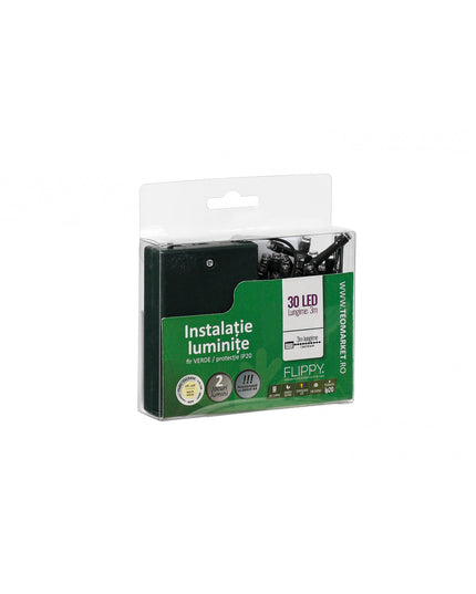 Instalatie de Craciun cu Baterii Tip Liniar, 2 jocuri de lumini, Fir