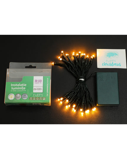 Instalatie de Craciun cu Baterii Tip Liniar, 2 jocuri de lumini, Fir