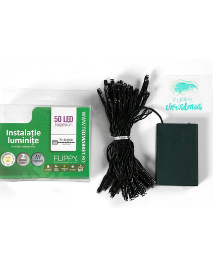 Instalatie de Craciun cu Baterii Tip Liniar, 2 jocuri de lumini, Fir