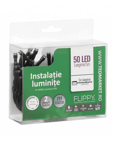 Instalatie de Craciun cu Baterii Tip Liniar, 2 jocuri de lumini, Fir