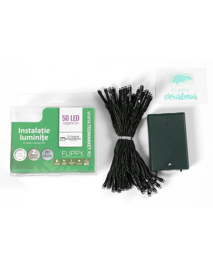 Instalatie de Craciun cu Baterii Tip Liniar, 2 jocuri de lumini, Fir