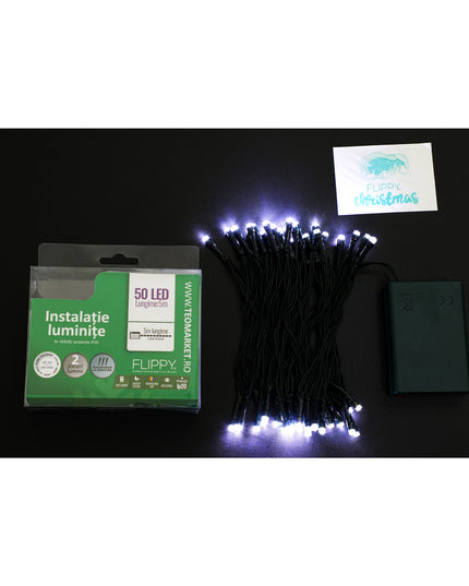 Instalatie de Craciun cu Baterii Tip Liniar, 2 jocuri de lumini, Fir