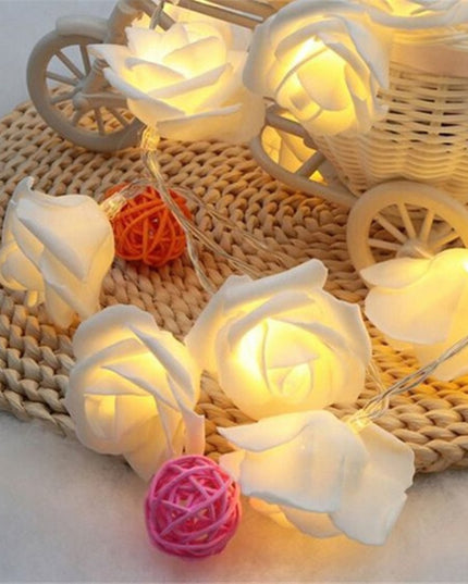 Instalatie de Craciun cu Baterii Tip Sir 10 LED -uri Trandafir